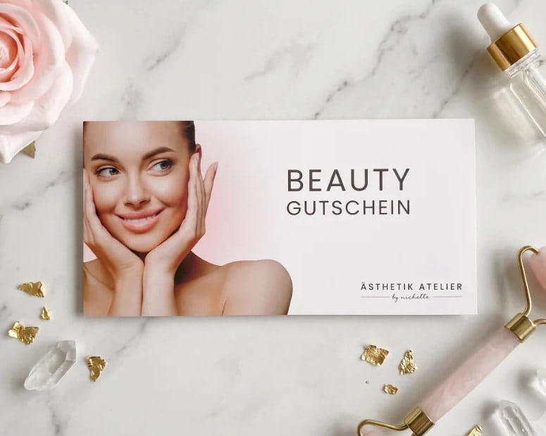 Beauty-Gutschein des Ästhetik Ateliers mit Rosenquarz-Roller